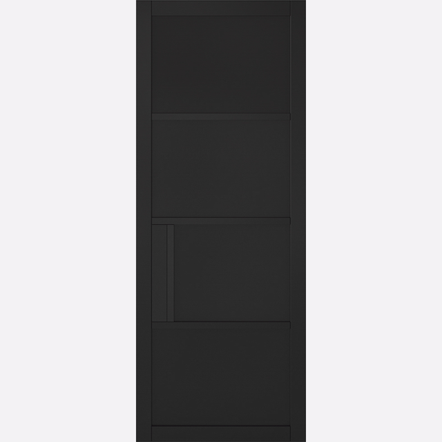 This is an image showing the LPD - Chelsea 4P Pre-finished Black Doors Available to order from T.H. Wiggans Ironmongery in Kendal