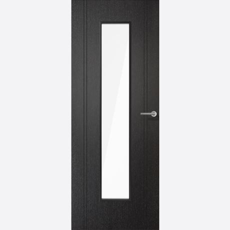 This is an image showing the LPD - Monaco Laminate Glazed Pre-finished Black Laminate Doors Available to order from T.H. Wiggans Ironmongery in Kendal