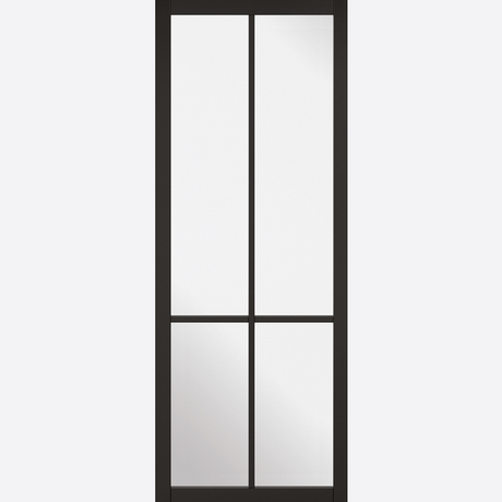 This is an image showing the LPD - Liberty Clear Glazed 4L Pre-finished Black Doors Available to order from T.H. Wiggans Ironmongery in Kendal