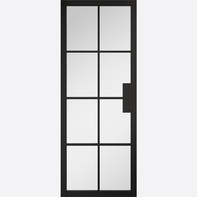 This is an image showing the LPD - Malvern Clear Glazed Pre-finished Black Doors Available to order from T.H. Wiggans Ironmongery in Kendal