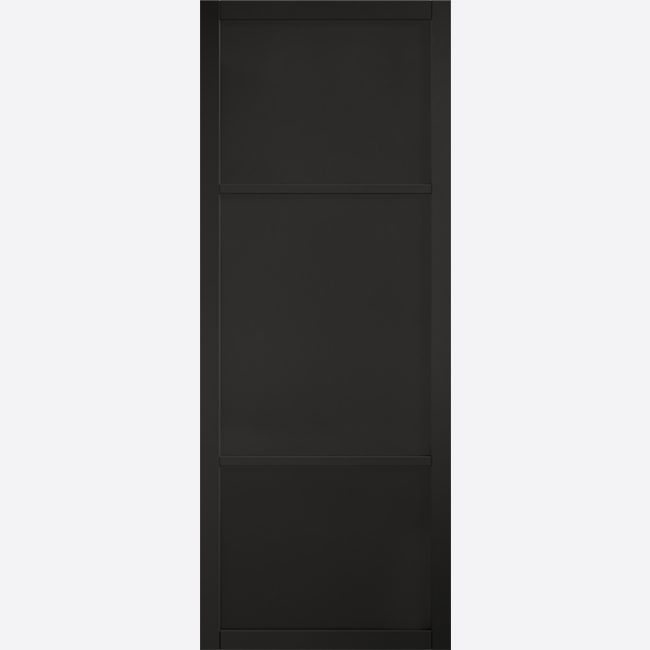 This is an image showing the LPD - Sutton Pre-finished Black Doors Available to order from T.H. Wiggans Ironmongery in Kendal