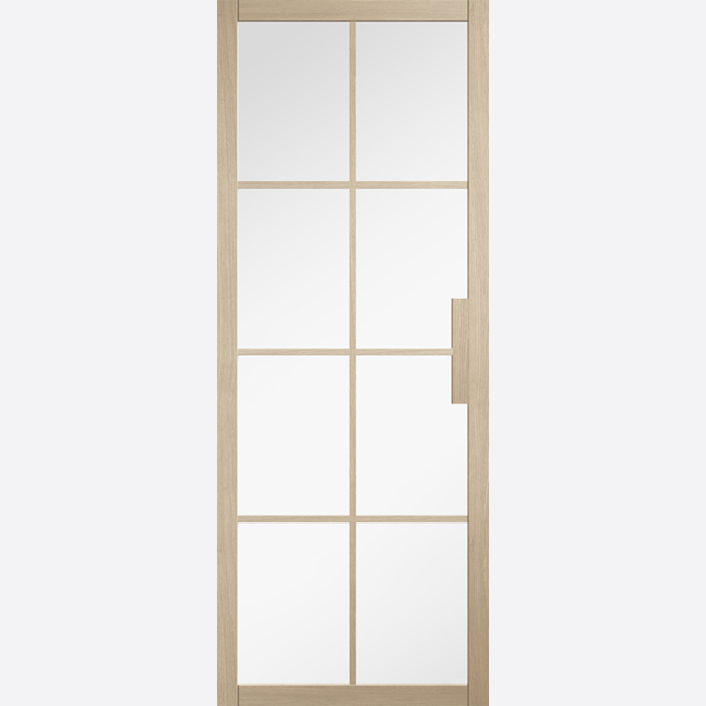 This is an image showing the LPD - Malvern Clear Glazed Pre-finished Blonde Oak Doors Available to order from T.H. Wiggans Ironmongery in Kendal