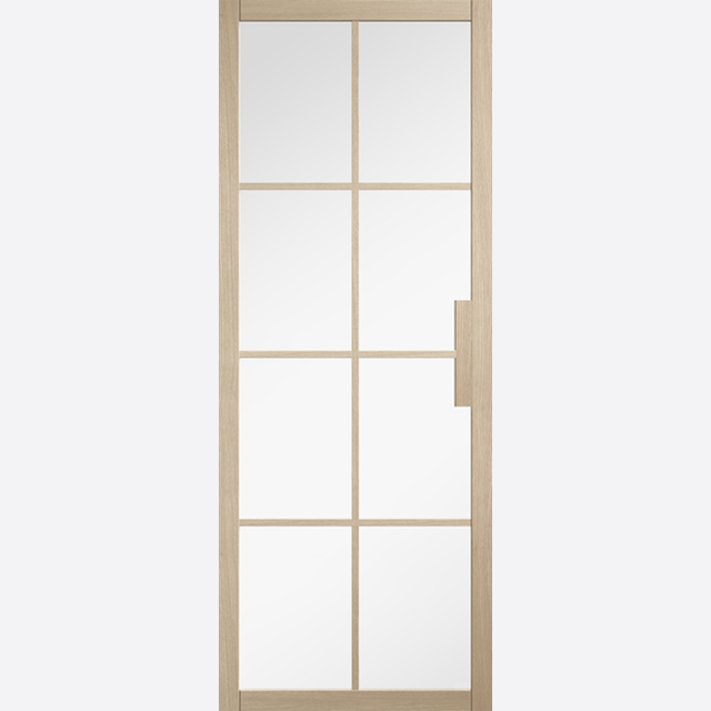 This is an image showing the LPD - Malvern Clear Glazed Pre-finished Blonde Oak Doors Available to order from T.H. Wiggans Ironmongery in Kendal