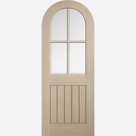 This is an image showing the LPD - Mexicano Arched Clear Glazed Pre-finished Blonde Oak Doors Available to order from T.H. Wiggans Ironmongery in Kendal