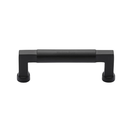 This is an image of a Heritage Brass - Cabinet Pull Bauhaus Design 101mm CTC Matt Black Finish, c0312-101-bkmt that is available to order from T.H Wiggans Ironmongery in Kendal.