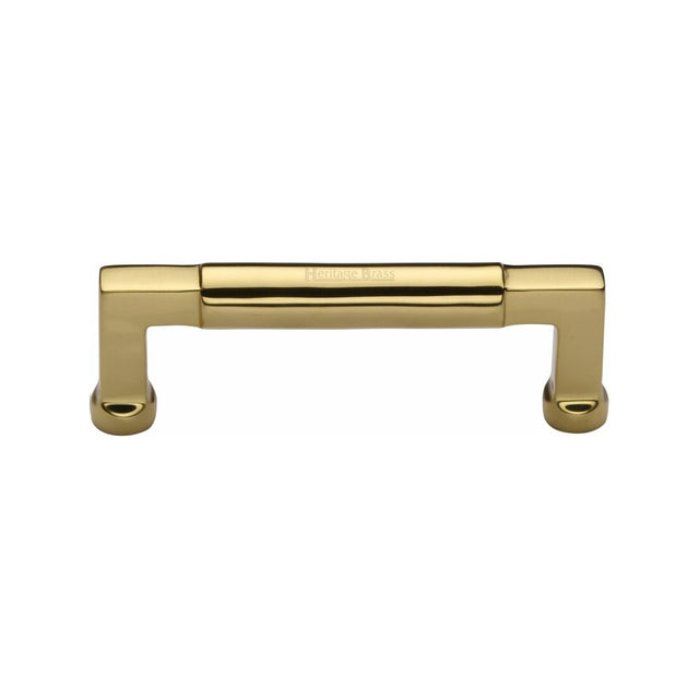 This is an image of a Heritage Brass - Cabinet Pull Bauhaus Design 101mm CTC Polished Brass Finish, c0312-101-pb that is available to order from T.H Wiggans Ironmongery in Kendal.