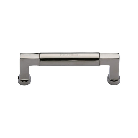 This is an image of a Heritage Brass - Cabinet Pull Bauhaus Design 101mm CTC Polished Nickel Finish, c0312-101-pnf that is available to order from T.H Wiggans Ironmongery in Kendal.