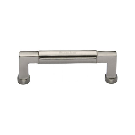 This is an image of a Heritage Brass - Cabinet Pull Bauhaus Design 101mm CTC Satin Nickel Finish, c0312-101-sn that is available to order from T.H Wiggans Ironmongery in Kendal.