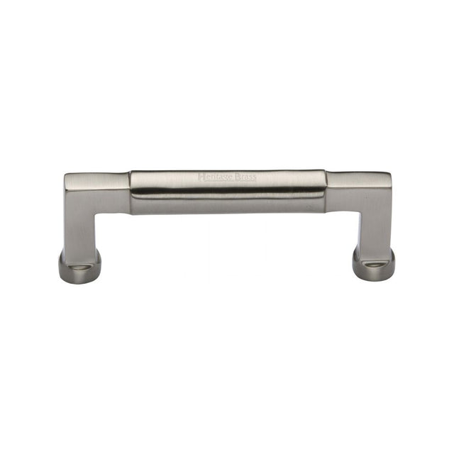 This is an image of a Heritage Brass - Cabinet Pull Bauhaus Design 101mm CTC Satin Nickel Finish, c0312-101-sn that is available to order from T.H Wiggans Ironmongery in Kendal.
