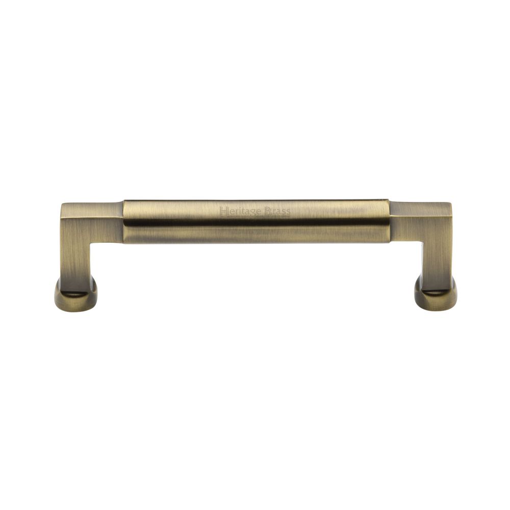 This is an image of a Heritage Brass - Cabinet Pull Bauhaus Design 128mm CTC Antique Brass Finish, c0312-128-at that is available to order from T.H Wiggans Ironmongery in Kendal.