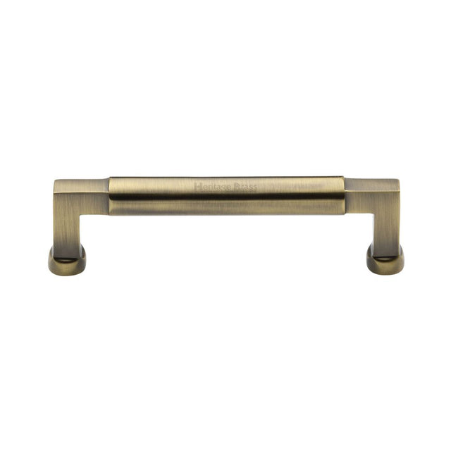This is an image of a Heritage Brass - Cabinet Pull Bauhaus Design 128mm CTC Antique Brass Finish, c0312-128-at that is available to order from T.H Wiggans Ironmongery in Kendal.