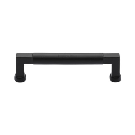 This is an image of a Heritage Brass - Cabinet Pull Bauhaus Design 128mm CTC Matt Black Finish, c0312-128-bkmt that is available to order from T.H Wiggans Ironmongery in Kendal.