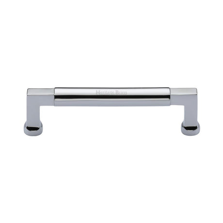 This is an image of a Heritage Brass - Cabinet Pull Bauhaus Design 128mm CTC Polished Chrome Finish, c0312-128-pc that is available to order from T.H Wiggans Ironmongery in Kendal.