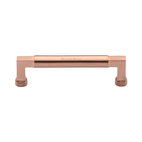 This is an image of a Heritage Brass - Cabinet Pull Bauhaus Design 128mm CTC Satin Rose Gold Finish, c0312-128-srg that is available to order from T.H Wiggans Ironmongery in Kendal.