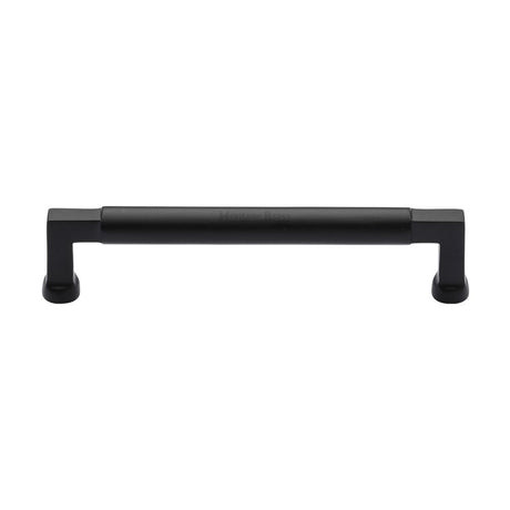 This is an image of a Heritage Brass - Cabinet Pull Bauhaus Design 160mm CTC Matt Black Finish, c0312-160-bkmt that is available to order from T.H Wiggans Ironmongery in Kendal.