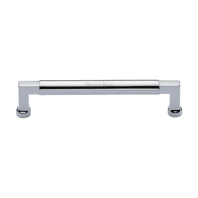This is an image of a Heritage Brass - Cabinet Pull Bauhaus Design 160mm CTC Polished Chrome Finish, c0312-160-pc that is available to order from T.H Wiggans Ironmongery in Kendal.