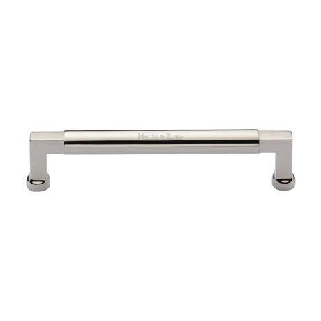 This is an image of a Heritage Brass - Cabinet Pull Bauhaus Design 160mm CTC Polished Nickel Finish, c0312-160-pnf that is available to order from T.H Wiggans Ironmongery in Kendal.