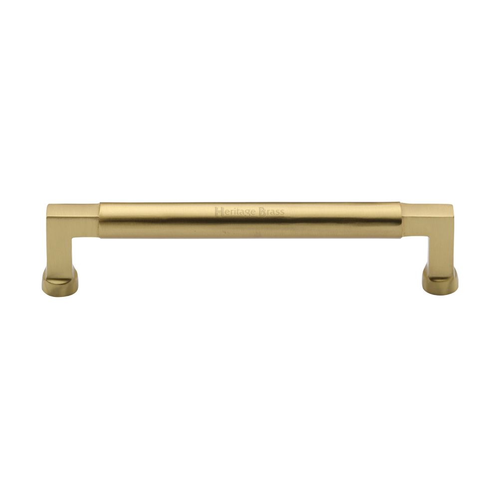 This is an image of a Heritage Brass - Cabinet Pull Bauhaus Design 160mm CTC Satin Brass Finish, c0312-160-sb that is available to order from T.H Wiggans Ironmongery in Kendal.