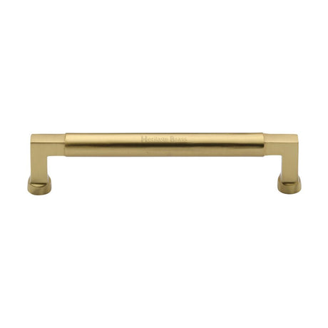 This is an image of a Heritage Brass - Cabinet Pull Bauhaus Design 160mm CTC Satin Brass Finish, c0312-160-sb that is available to order from T.H Wiggans Ironmongery in Kendal.