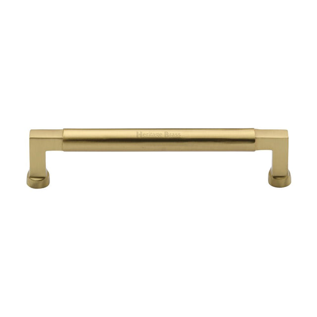 This is an image of a Heritage Brass - Cabinet Pull Bauhaus Design 160mm CTC Satin Brass Finish, c0312-160-sb that is available to order from T.H Wiggans Ironmongery in Kendal.