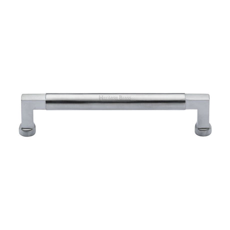This is an image of a Heritage Brass - Cabinet Pull Bauhaus Design 160mm CTC Satin Chrome Finish, c0312-160-sc that is available to order from T.H Wiggans Ironmongery in Kendal.