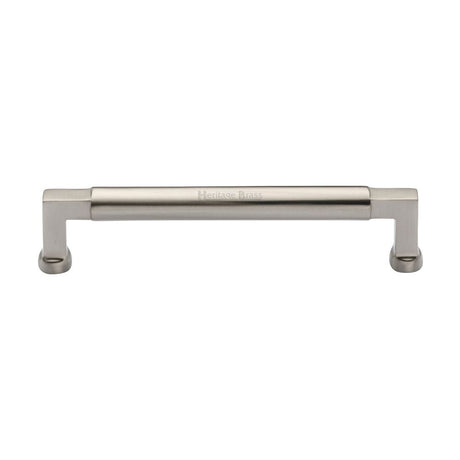 This is an image of a Heritage Brass - Cabinet Pull Bauhaus Design 160mm CTC Satin Nickel Finish, c0312-160-sn that is available to order from T.H Wiggans Ironmongery in Kendal.