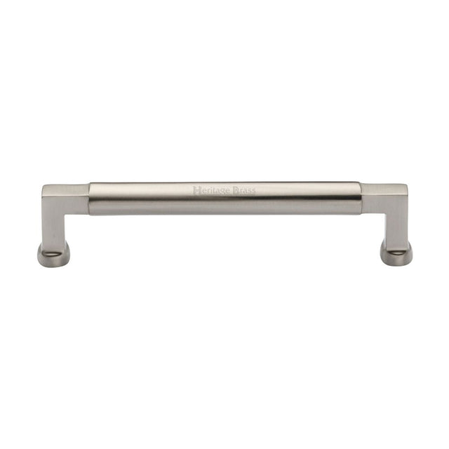 This is an image of a Heritage Brass - Cabinet Pull Bauhaus Design 160mm CTC Satin Nickel Finish, c0312-160-sn that is available to order from T.H Wiggans Ironmongery in Kendal.