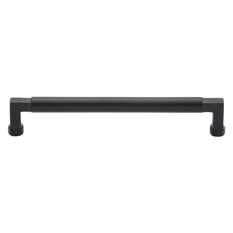 This is an image of a Heritage Brass - Cabinet Pull Bauhaus Design 203mm CTC Matt Black Finish, c0312-203-bkmt that is available to order from T.H Wiggans Ironmongery in Kendal.