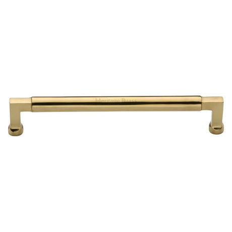 This is an image of a Heritage Brass - Cabinet Pull Bauhaus Design 203mm CTC Polished Brass Finish, c0312-203-pb that is available to order from T.H Wiggans Ironmongery in Kendal.