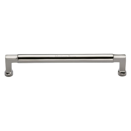 This is an image of a Heritage Brass - Cabinet Pull Bauhaus Design 203mm CTC Polished Nickel Finish, c0312-203-pnf that is available to order from T.H Wiggans Ironmongery in Kendal.