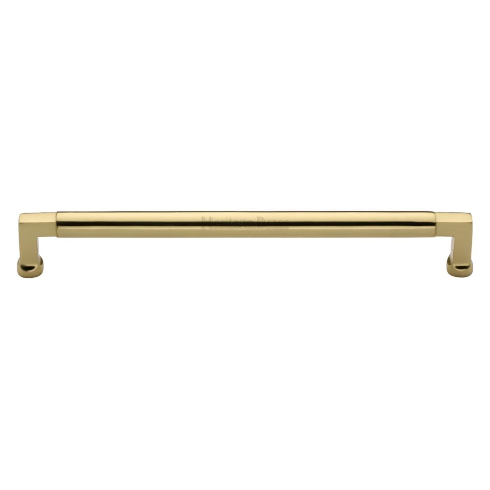 This is an image of a Heritage Brass - Cabinet Pull Bauhaus Design 254mm CTC Polished Brass Finish, c0312-254-pb that is available to order from T.H Wiggans Ironmongery in Kendal.