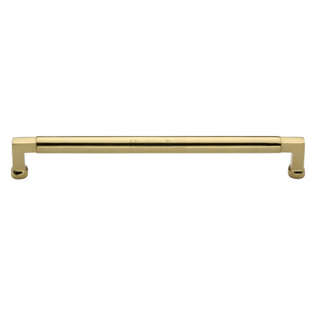 This is an image of a Heritage Brass - Cabinet Pull Bauhaus Design 254mm CTC Polished Brass Finish, c0312-254-pb that is available to order from T.H Wiggans Ironmongery in Kendal.