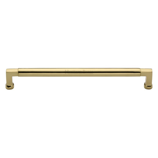 This is an image of a Heritage Brass - Cabinet Pull Bauhaus Design 254mm CTC Polished Brass Finish, c0312-254-pb that is available to order from T.H Wiggans Ironmongery in Kendal.
