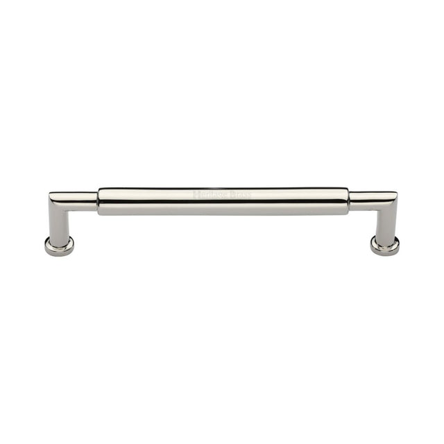 This is an image of a Heritage Brass - Cabinet Pull Bauhaus Round Design 152mm CTC Polished Nickel Finish, c0319-152-pnf that is available to order from T.H Wiggans Ironmongery in Kendal.