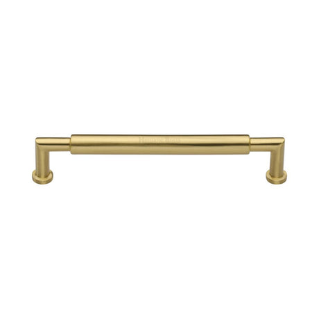 This is an image of a Heritage Brass - Cabinet Pull Bauhaus Round Design 152mm CTC Satin Brass Finish, c0319-152-sb that is available to order from T.H Wiggans Ironmongery in Kendal.