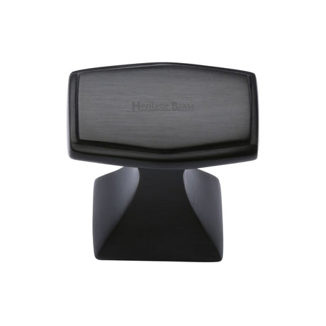 This is an image of a Heritage Brass - Cabinet Knob Deco Design 32mm Matt Black Finish, c0333-32-bkmt that is available to order from T.H Wiggans Ironmongery in Kendal.