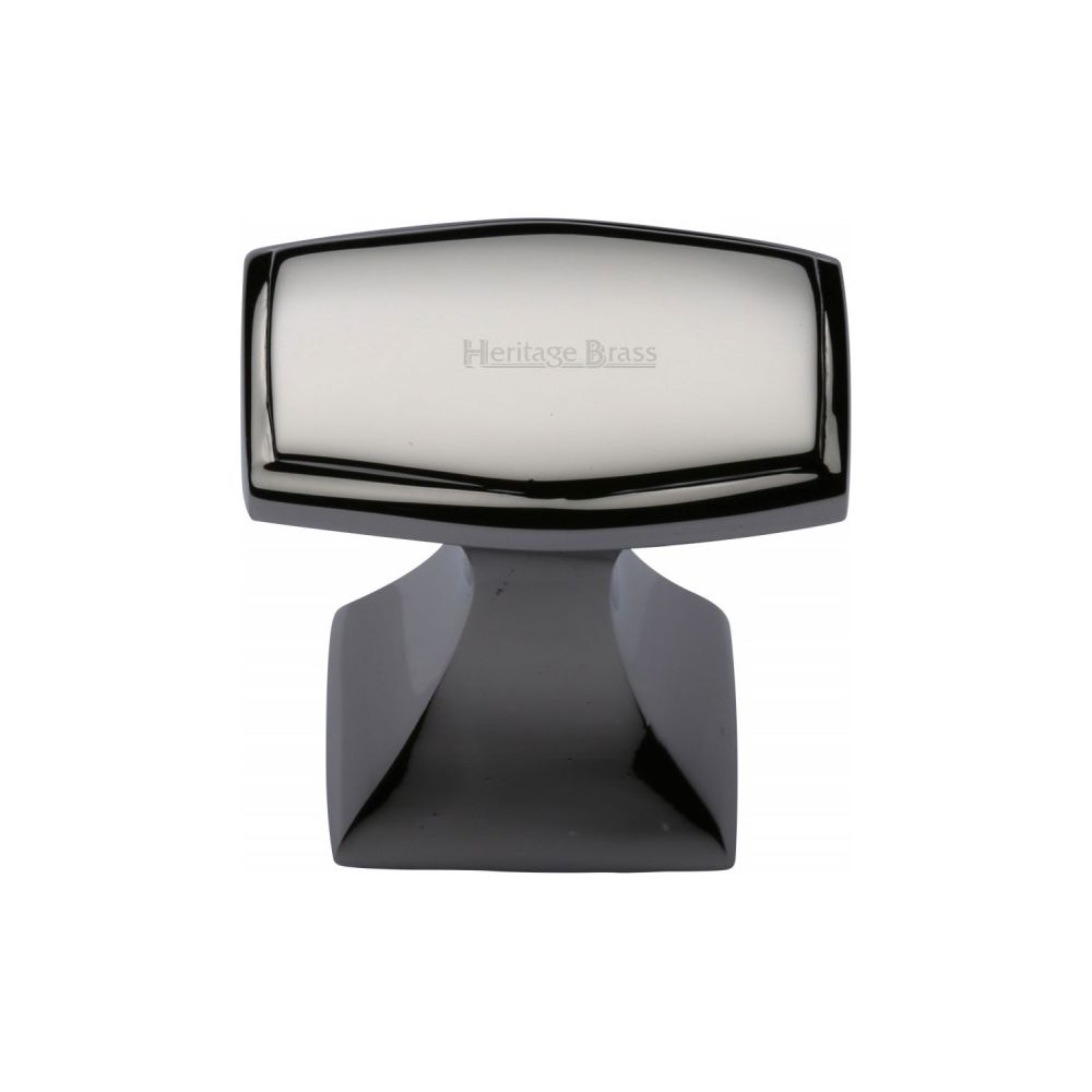 This is an image of a Heritage Brass - Cabinet Knob Deco Design 32mm Polished Nickel Finish, c0333-32-pnf that is available to order from T.H Wiggans Ironmongery in Kendal.