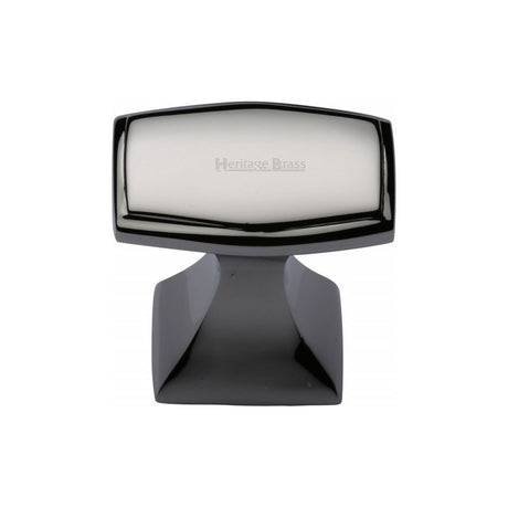 This is an image of a Heritage Brass - Cabinet Knob Deco Design 32mm Polished Nickel Finish, c0333-32-pnf that is available to order from T.H Wiggans Ironmongery in Kendal.