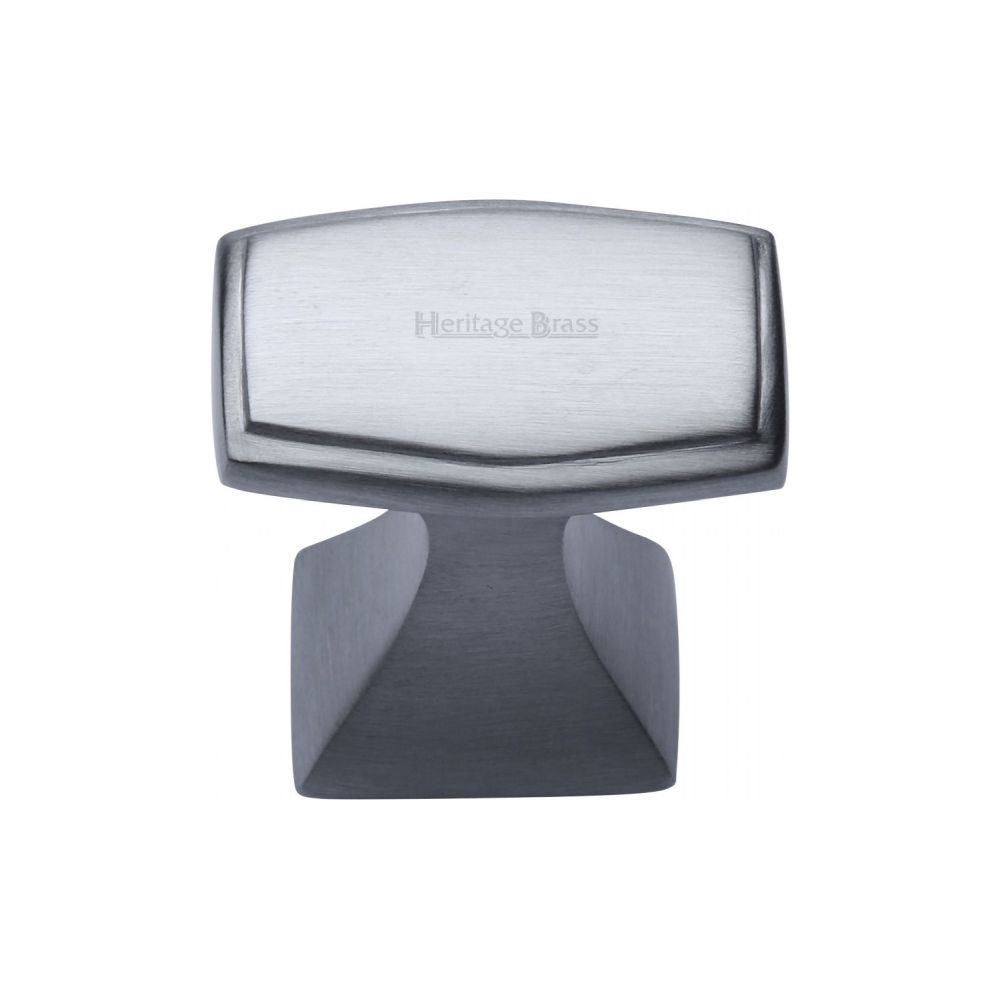 This is an image of a Heritage Brass - Cabinet Knob Deco Design 32mm Satin Chrome Finish, c0333-32-sc that is available to order from T.H Wiggans Ironmongery in Kendal.