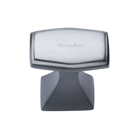 This is an image of a Heritage Brass - Cabinet Knob Deco Design 32mm Satin Chrome Finish, c0333-32-sc that is available to order from T.H Wiggans Ironmongery in Kendal.