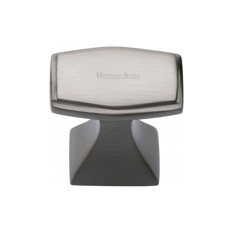 This is an image of a Heritage Brass - Cabinet Knob Deco Design 32mm Satin Nickel Finish, c0333-32-sn that is available to order from T.H Wiggans Ironmongery in Kendal.