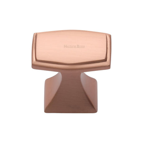 This is an image of a Heritage Brass - Cabinet Knob Deco Design 32mm Satin Rose Gold Finish, c0333-32-srg that is available to order from T.H Wiggans Ironmongery in Kendal.