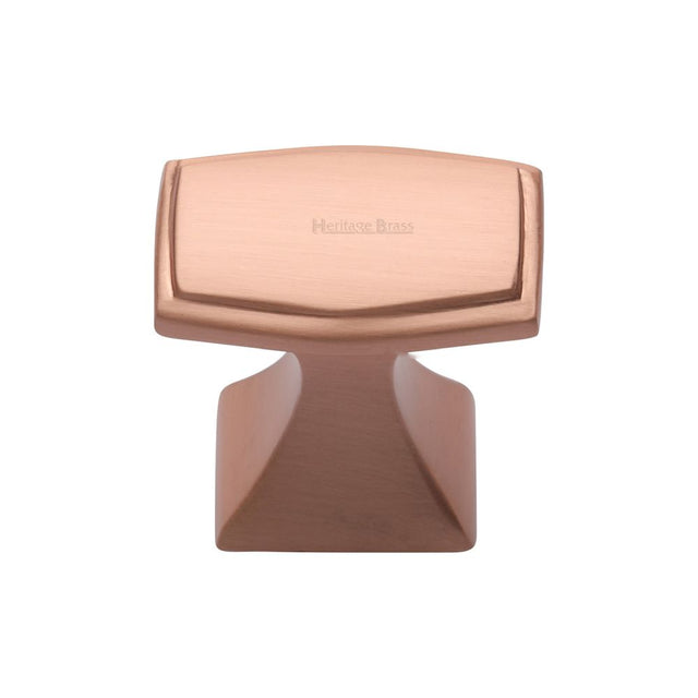This is an image of a Heritage Brass - Cabinet Knob Deco Design 32mm Satin Rose Gold Finish, c0333-32-srg that is available to order from T.H Wiggans Ironmongery in Kendal.