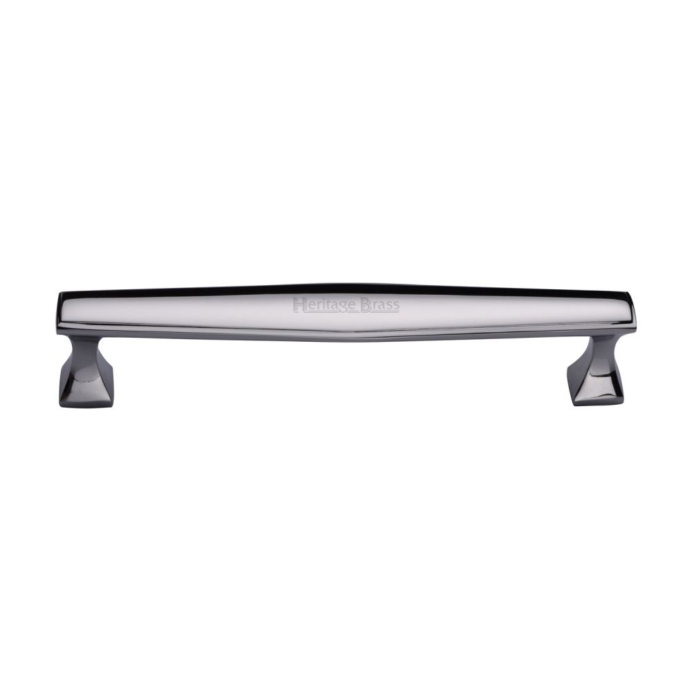 This is an image of a Heritage Brass - Cabinet Pull Deco Design 160mm CTC Polished Chrome Finish, c0334-160-pc that is available to order from T.H Wiggans Ironmongery in Kendal.