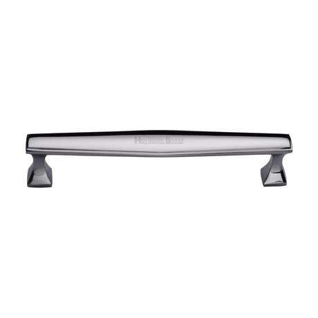 This is an image of a Heritage Brass - Cabinet Pull Deco Design 160mm CTC Polished Chrome Finish, c0334-160-pc that is available to order from T.H Wiggans Ironmongery in Kendal.