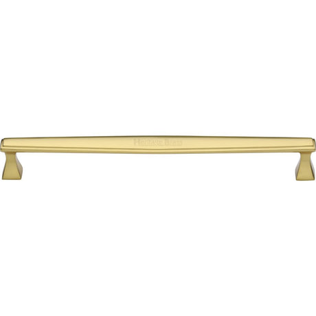 This is an image of a Heritage Brass - Cabinet Pull Deco Design 254mm CTC Polished Brass Finish, c0334-254-pb that is available to order from T.H Wiggans Ironmongery in Kendal.