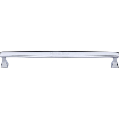 This is an image of a Heritage Brass - Cabinet Pull Deco Design 254mm CTC Polished Chrome Finish, c0334-254-pc that is available to order from T.H Wiggans Ironmongery in Kendal.
