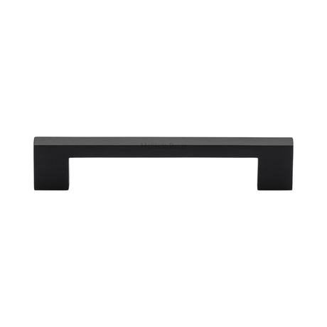 This is an image of a Heritage Brass - Cabinet Pull Metro Design 128mm CTC Matt Black Finish, c0337-128-bkmt that is available to order from T.H Wiggans Ironmongery in Kendal.