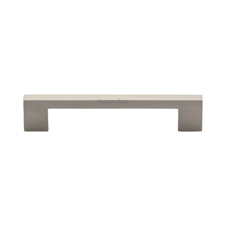 This is an image of a Heritage Brass - Cabinet Pull Metro Design 128mm CTC Satin Nickel Finish, c0337-128-sn that is available to order from T.H Wiggans Ironmongery in Kendal.