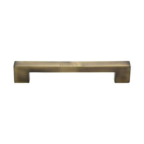 This is an image of a Heritage Brass - Cabinet Pull Metro Design 160mm CTC Antique Brass Finish, c0337-160-at that is available to order from T.H Wiggans Ironmongery in Kendal.